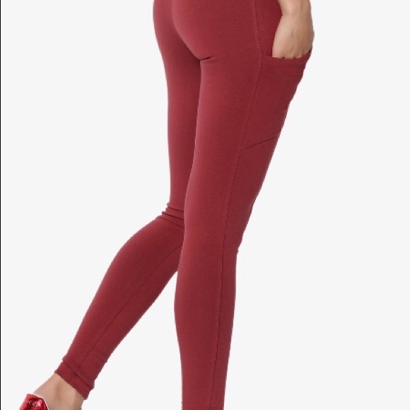 Red Leggings W. Pocket - Picture 3 of 3